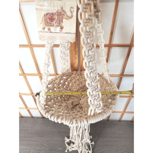 Handmade Macrame Plant Hanger 44” long 29" to plate 8.5 Diameter -Made in India - Picture 9 of 10